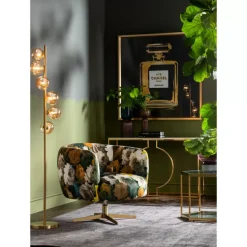 Sessel-KARE Design Drehsessel Peony Flower Gelb