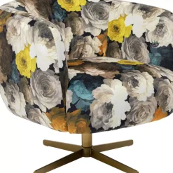 Sessel-KARE Design Drehsessel Peony Flower Gelb