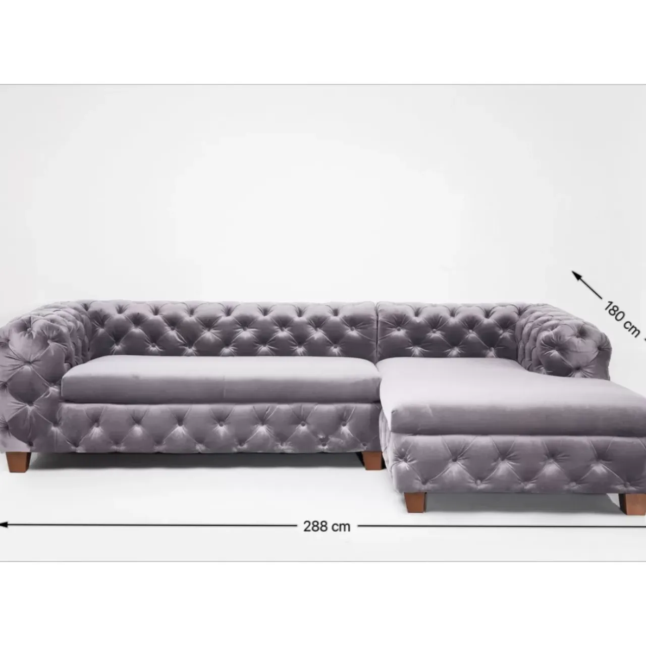 Sofas & Couches-KARE Design Ecksofa Desire Velvet Silbergrau R