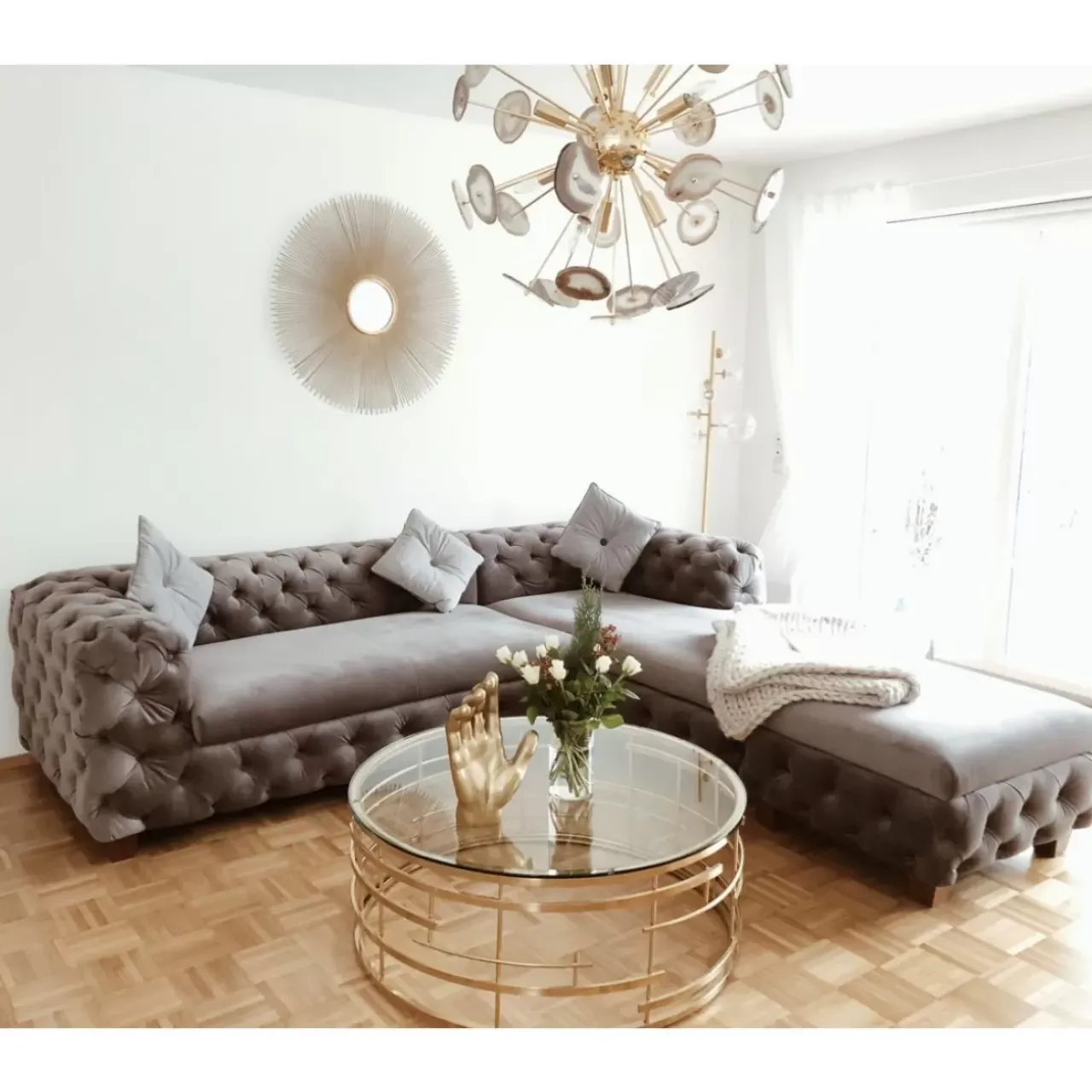 Sofas & Couches-KARE Design Ecksofa Desire Velvet Silbergrau R