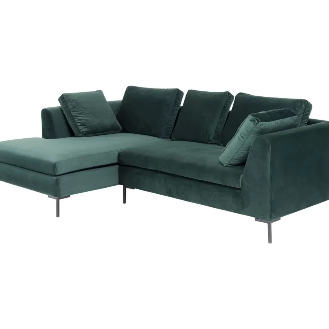 Sofas & Couches-KARE Design Ecksofa Gianni Small Velvet Dunkelgrun Links