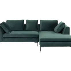 Sofas & Couches-KARE Design Ecksofa Gianni Small Velvet Dunkelgrun Rechts