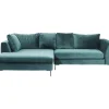 Sofas & Couches-KARE Design Ecksofa Gianni Velvet Dunkelgrun Links Schwarz