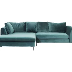 Sofas & Couches-KARE Design Ecksofa Gianni Velvet Dunkelgrun Links Schwarz