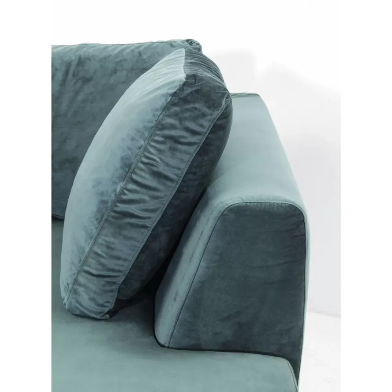 Sofas & Couches-KARE Design Ecksofa Gianni Velvet Dunkelgrun Links Schwarz