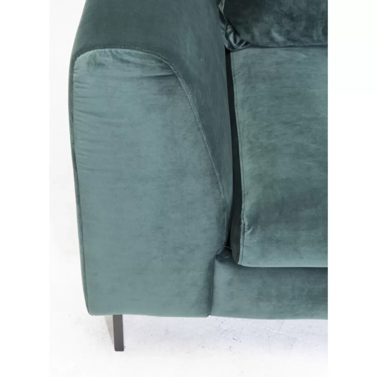 Sofas & Couches-KARE Design Ecksofa Gianni Velvet Dunkelgrun Rechts Schwarz