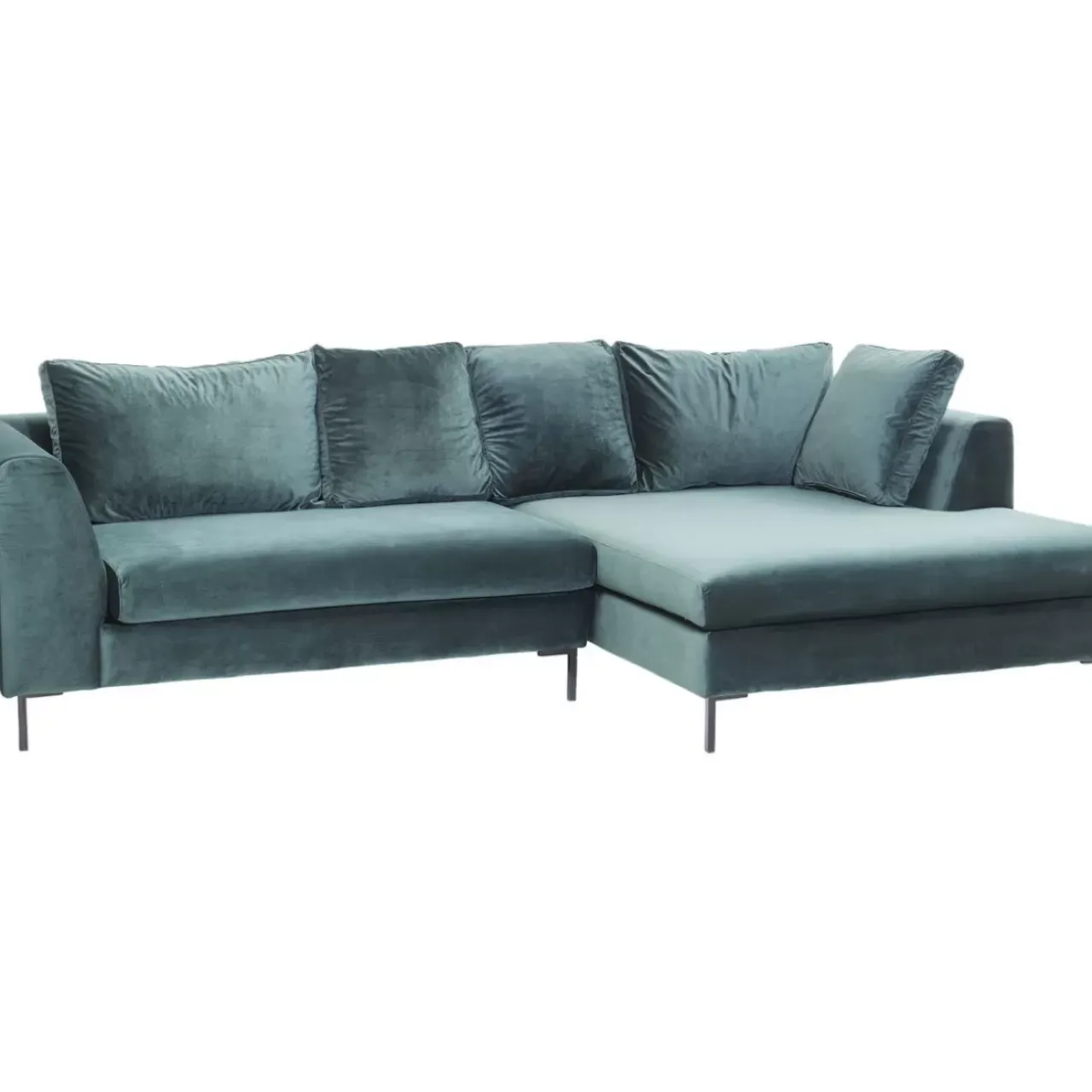 Sofas & Couches-KARE Design Ecksofa Gianni Velvet Dunkelgrun Rechts Schwarz