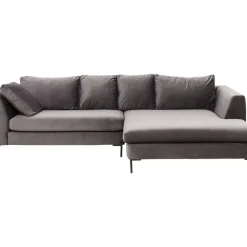 Sofas & Couches-KARE Design Ecksofa Gianni Velvet Grau Rechts Schwarz