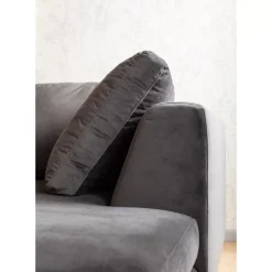 Sofas & Couches-KARE Design Ecksofa Gianni Velvet Grau Rechts Schwarz