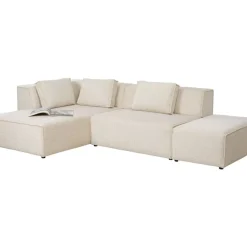 Sofas & Couches-KARE Design Ecksofa Infinity Ottomane Cord Creme Links