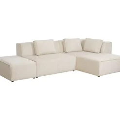Sofas & Couches-KARE Design Ecksofa Infinity Ottomane Cord Creme Rechts