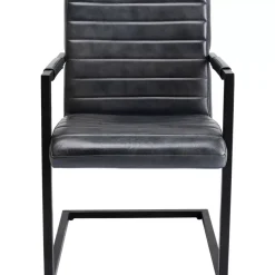 Stühle-KARE Design Freischwinger Lola Leder Grau