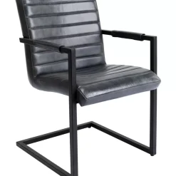 Stühle-KARE Design Freischwinger Lola Leder Grau