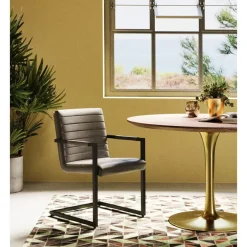 Stühle-KARE Design Freischwinger Lola Leder Grau