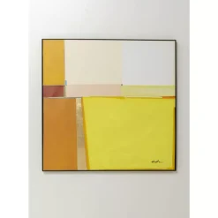 Bilder-KARE Design Gerahmtes Bild Abstract Shapes Gelb 113X113Cm