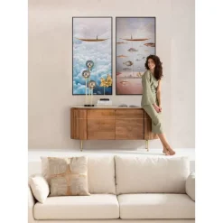 Bilder-KARE Design Gerahmtes Bild Cloud Boat 60X120Cm