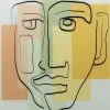 Bilder-KARE Design Glasbild Art Face Pastell 100X100Cm