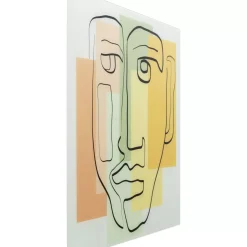 Bilder-KARE Design Glasbild Art Face Pastell 100X100Cm