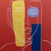 Bilder-KARE Design Glasbild Art Face Rot 100X100Cm