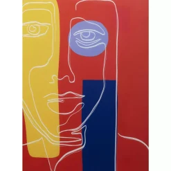 Bilder-KARE Design Glasbild Art Face Rot 100X100Cm