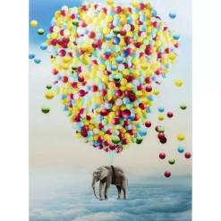 Bilder-KARE Design Glasbild Balloon Elephant 100X150Cm