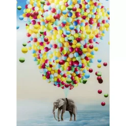 Bilder-KARE Design Glasbild Balloon Elephant 100X150Cm