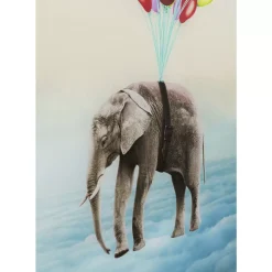 Bilder-KARE Design Glasbild Balloon Elephant 100X150Cm