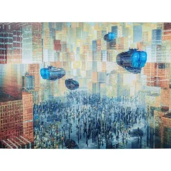 Bilder-KARE Design Glasbild 3D Future City 150X100Cm