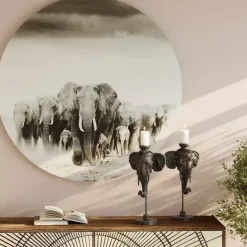 Bilder-KARE Design Glasbild Elephant Walk O120Cm