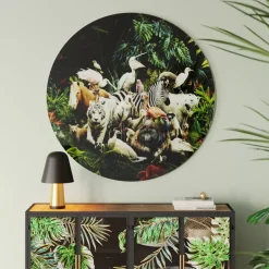 Bilder-KARE Design Glasbild Jungle Animals O120Cm