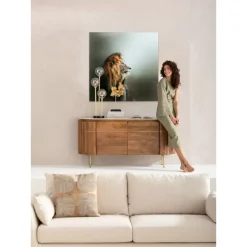 Bilder-KARE Design Glasbild Lion King 100X100Cm