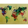 Bilder-KARE Design Glasbild Metallic Colourful Map 150X100Cm