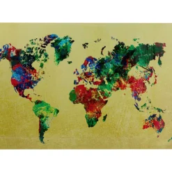 Bilder-KARE Design Glasbild Metallic Colourful Map 150X100Cm