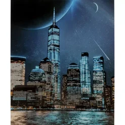 Bilder-KARE Design Glasbild Night Skyline 90X120Cm
