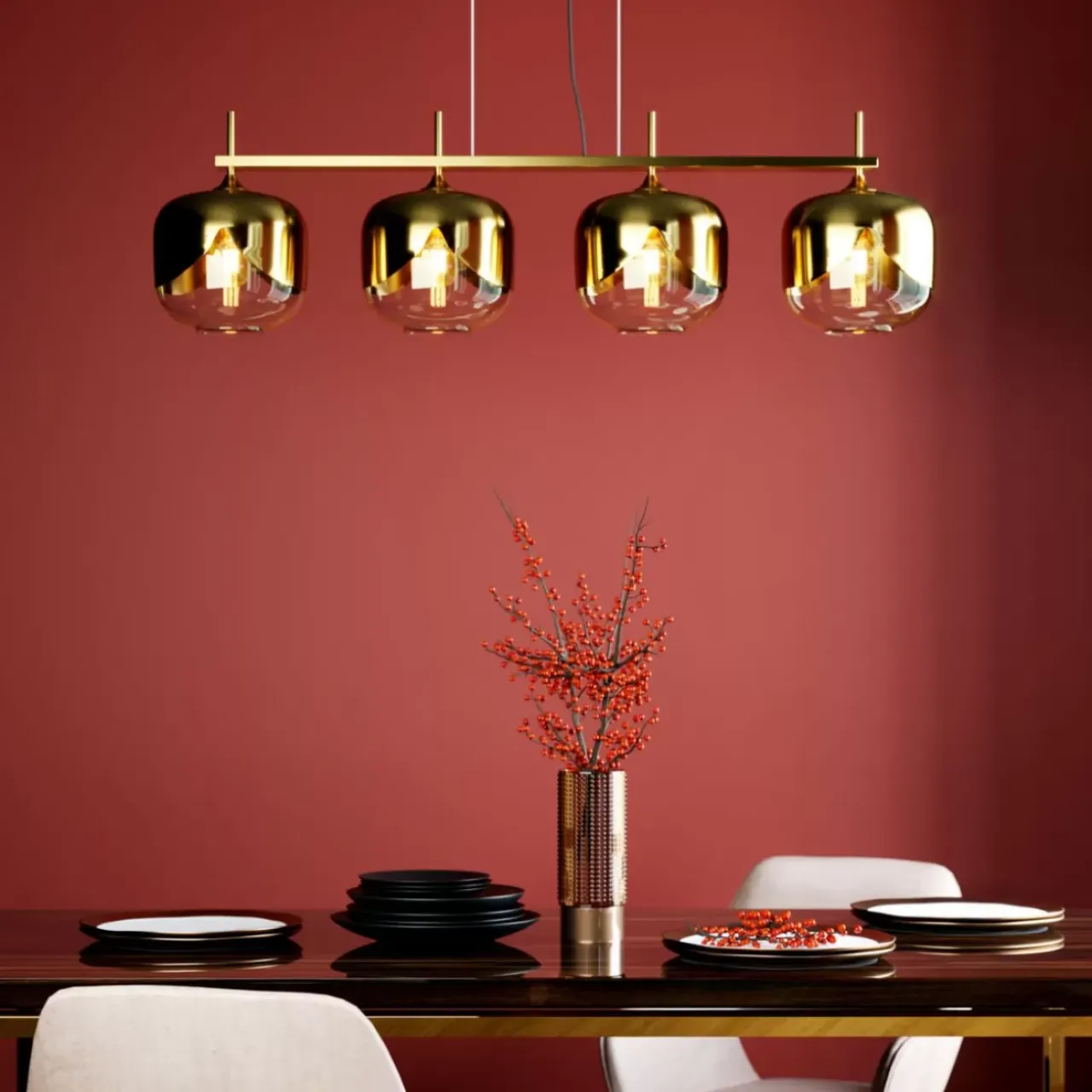 Hängeleuchten-KARE Design Hangeleuchte Golden Goblet Quattro O25Cm