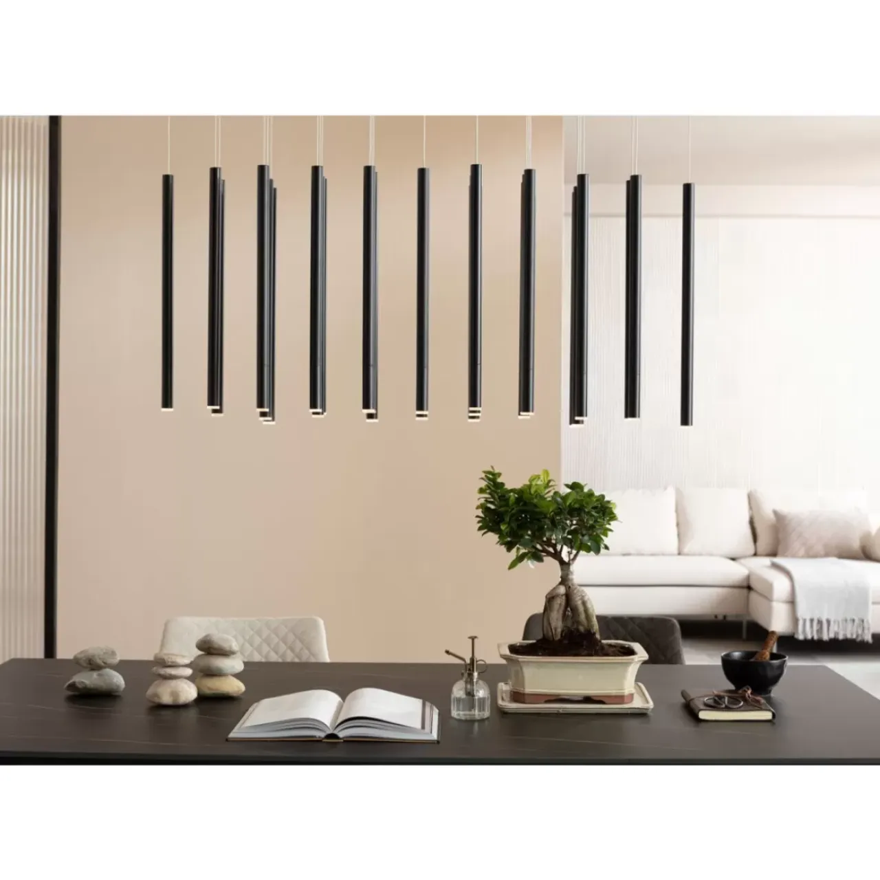 Hängeleuchten-KARE Design Hangeleuchte Living Vegas Schwarz Matt Led 120Cm