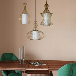 Hängeleuchten-KARE Design Hangeleuchte Swing Iron Tre Gold