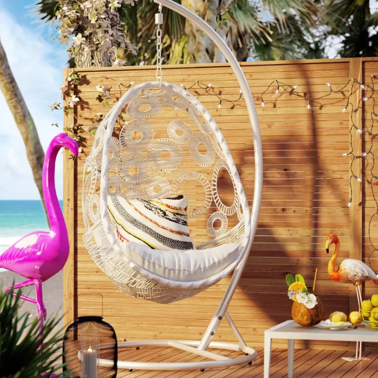 Outdoormöbel-KARE Design Hangesessel Ibiza Weiss