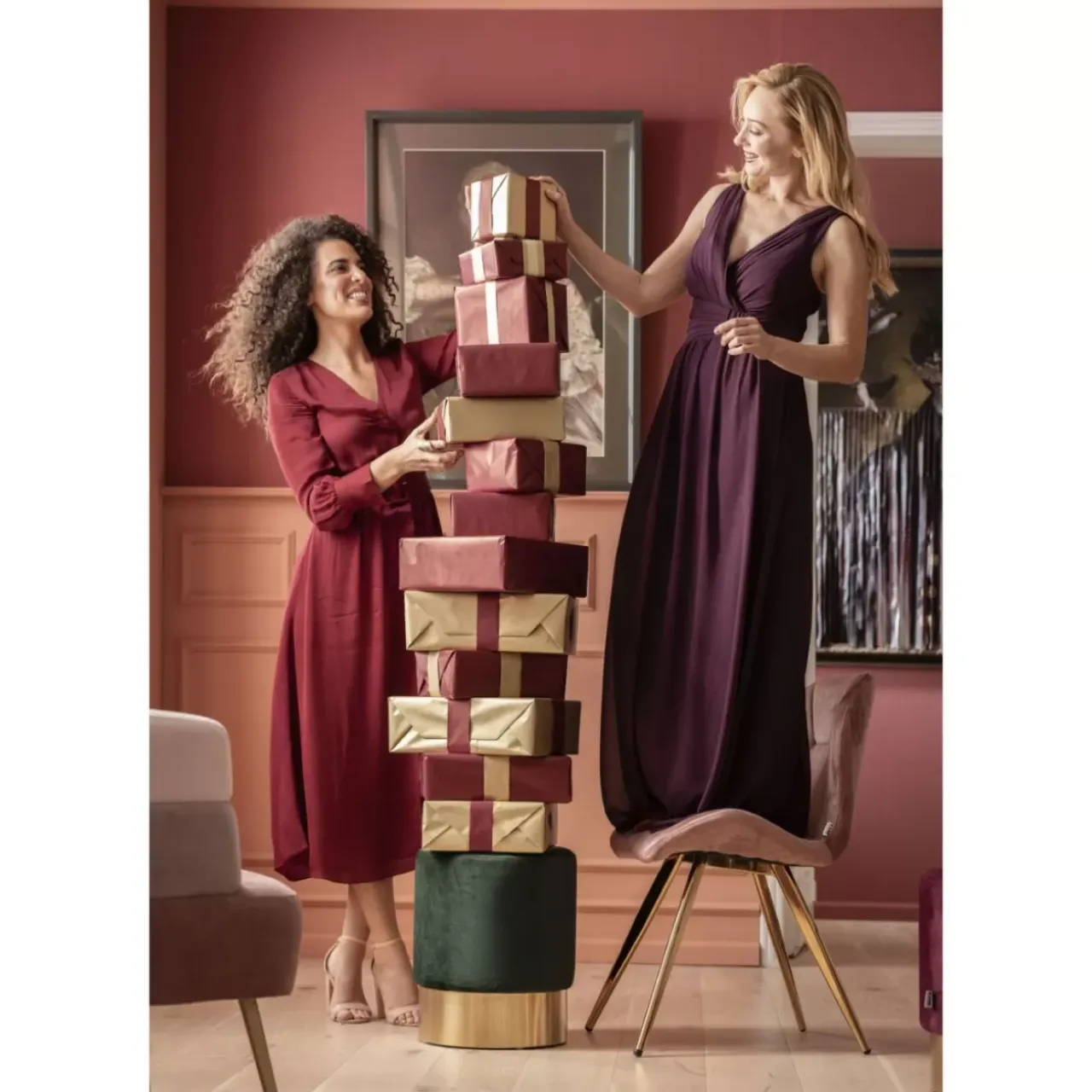 Sitzbänke-KARE Design Hocker Cherry Dunkelgrun Brass O35Cm