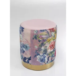 Sitzbänke-KARE Design Hocker Cherry Flower Rosa Brass O32Cm