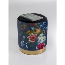 Sitzbänke-KARE Design Hocker Cherry Flower Schwarz Brass O32Cm