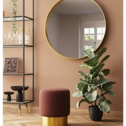 Sitzbänke-KARE Design Hocker Cherry Lina Braun Brass O35Cm