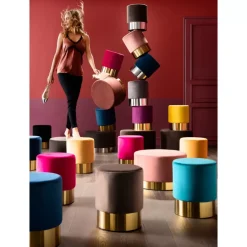 Sitzbänke-KARE Design Hocker Cherry Rose Brass O35Cm