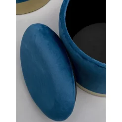 Sitzbänke-KARE Design Hocker Cherry Storage Blau Brass (2/Set)