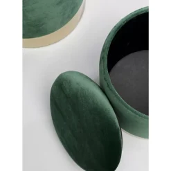 Sitzbänke-KARE Design Hocker Cherry Storage Dunkelgrun Brass (2/Set)