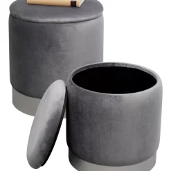 Sitzbänke-KARE Design Hocker Cherry Storage Grau Silber (2/Set)