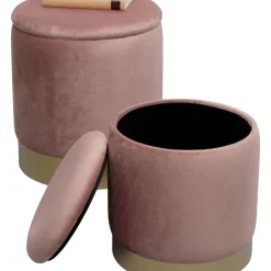 Sitzbänke-KARE Design Hocker Cherry Storage Rose Brass (2/Set)