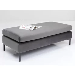 Sitzbänke-KARE Design Hocker Gianni Velvet Grau Schwarz