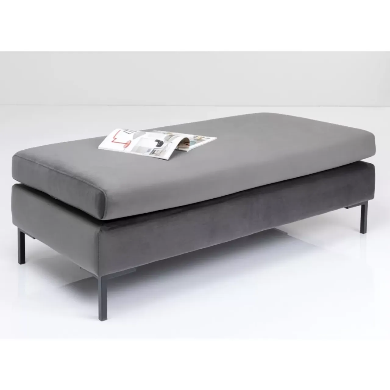 Sitzbänke-KARE Design Hocker Gianni Velvet Grau Schwarz
