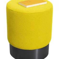 Sitzbänke-KARE Design Hocker Jody Gelb Mesh Schwarz O35Cm